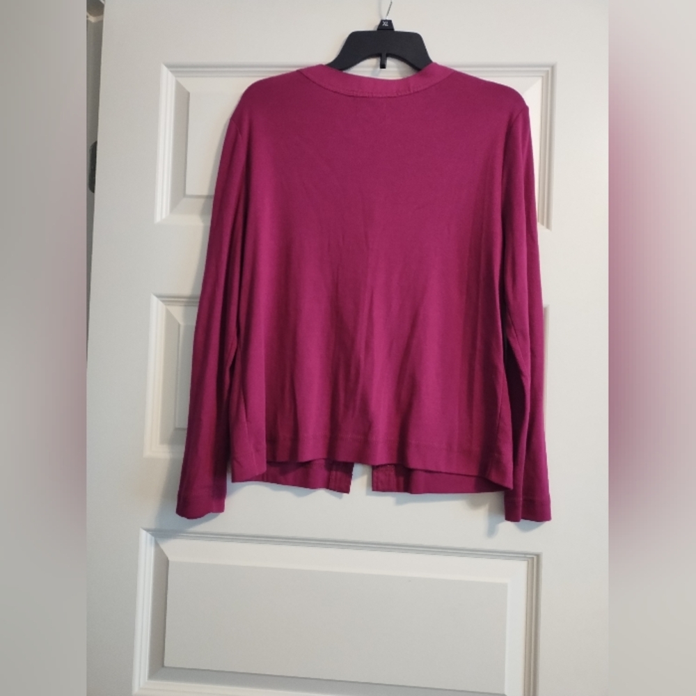 Chaps Women's Raspberry Button-Front Cardigan Sweater - Picture 3 of 11